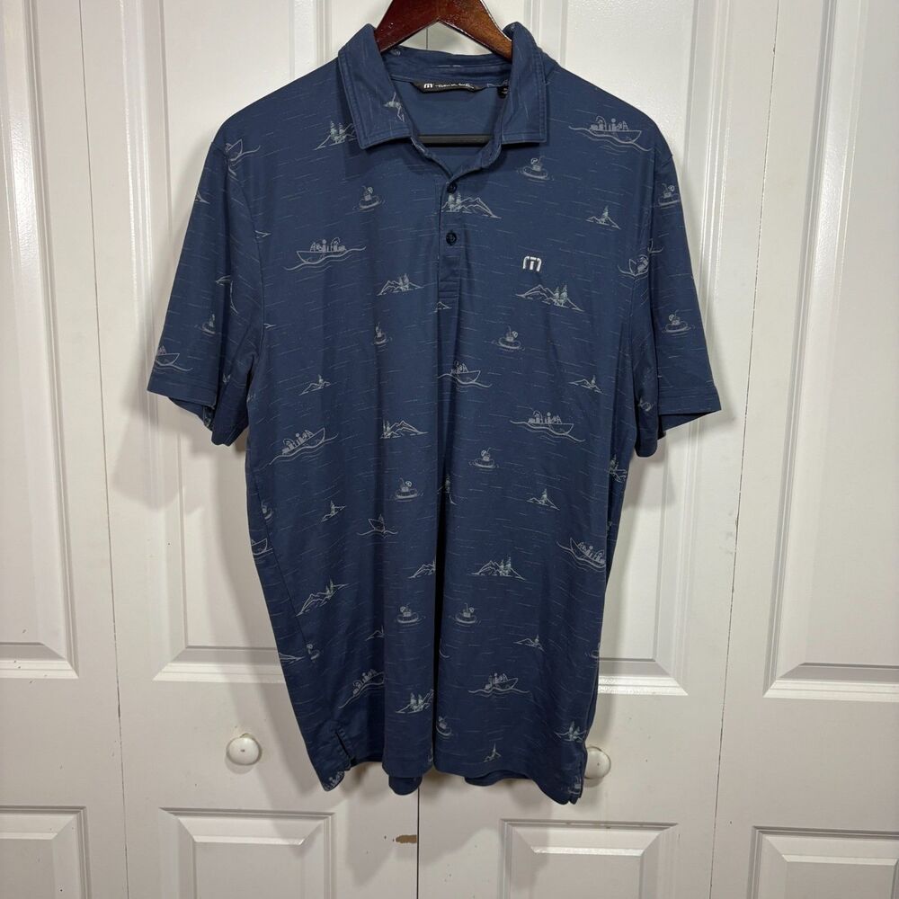 TravisMathew Golf Polo Mens XL Navy Prestige Performance Athletic Casual
